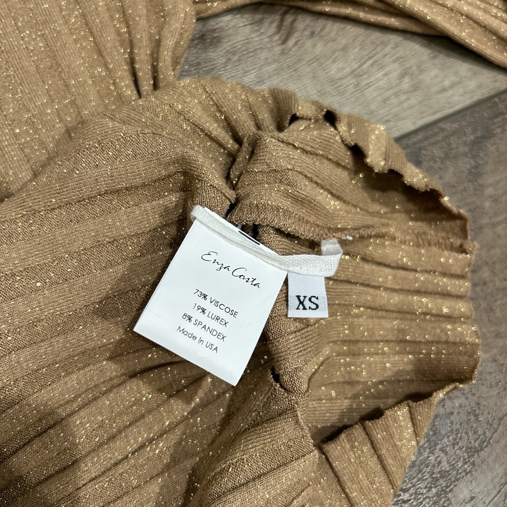 Enza Costa lurex sweater rib turtleneck long sleeve top - Picture 6 of 7